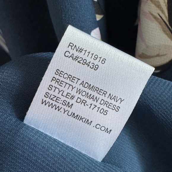 YUMI KIM Pretty Woman Silk Midi Dress in Secret Admirer Navy Blue Floral Small - Picture 7 of 10